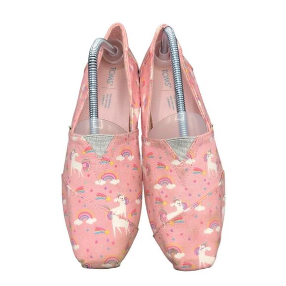 Toms Shoes Womens 10 Alpargata Pink Unicorn Print Slip On Comfort Walking - Picture 1 of 9